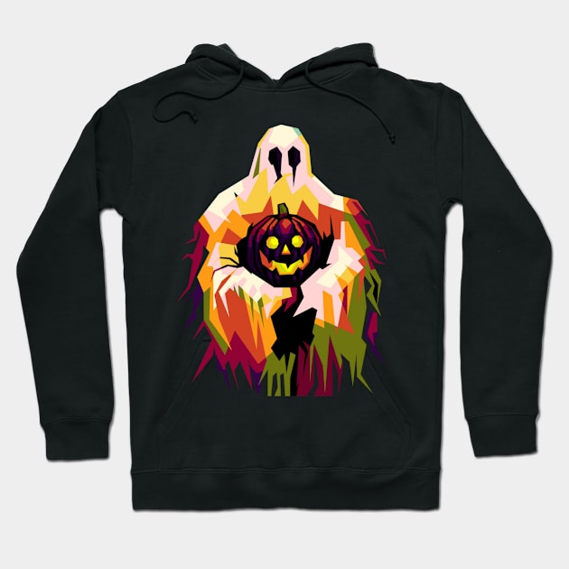 Ghost Hallowen In Wpap Pop Art Hoodie by animaperio pixel retro